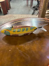 Antique 1950,s tin toy windup fish