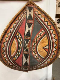 Vintage Africa skin tribal shield hand painted