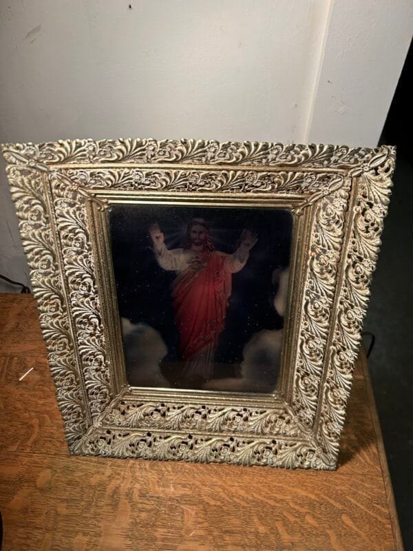 A captivating holographic prayer image, reflecting divine artistry with a luminous 3D-like effect.