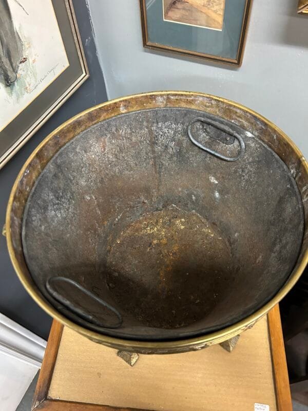 19th Century Antique Brass Coal Bin with Ornate Detailing - Image 4