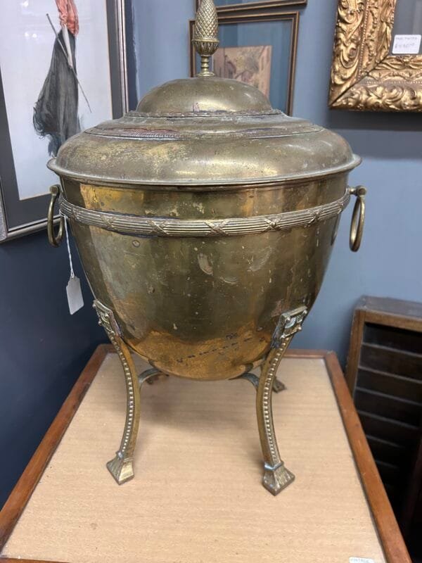 19th Century Antique Brass Coal Bin with Ornate Detailing - Image 2