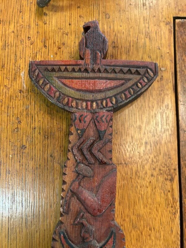 Hand-Carved Cedar Folk Art Totem with Eagle - 18" x 5.5" - Unique Rare Find - Image 3
