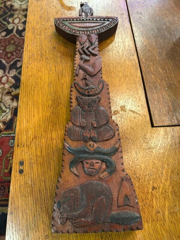 Hand-Carved Cedar Folk Art Totem with Eagle - 18" x 5.5" - Unique Rare Find - Image 2