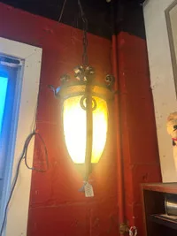 antique hanging hammered slag glass light