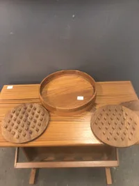 Danish teak bowl trivet mcm